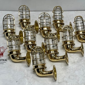 Nautical Brass Ship Passageway Light - American Style Brass Bulkhead Wall Light for Indoor and Outdoor Decor, Vintage Maritime Lamp 10 Pcs