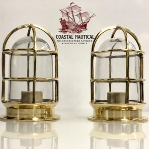 Maritime Antique New Solid Brass Mount Wall Passageway Nautical Bulkhead Retro Light | Vintage Coastal Lighting Fixture 2 Piece