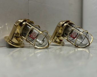 Nautical Ship Marine New Solid Brass Wall Swan Passageway Bulkhead Light 2 Pieces