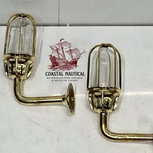 Wall Mounted Nautical Wall Art Deco Maritime Antique Bulkhead Light Fixture Lot Of 2