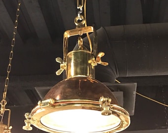 Replica Nautical Marine Smooth Copper & Brass Ceiling Pendant Mount Light