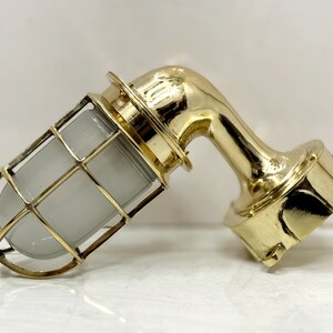Nautical Style Brass Bulkhead Maritime Ship Swan Light with Junction Box and White Glass, Vintage Wall Sconce for Coastal and Outdoor Decor