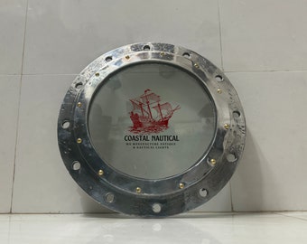 Old Vintage Nautical Antique Reclaimed Ship Aluminum Round Porthole Window