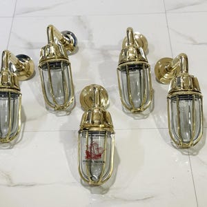 Solid Brass Outdoor Nautical Bulkhead Light Fixture | Wall Mount | Perfect New Year Gift for Nautical Enthusiasts 5 Pcs