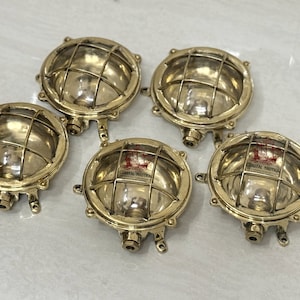 Nautical Brass Antique Ship Cargo Bulkhead Deck Lamp - Vintage Style Wall Mount Small Maritime Light Fixture for Home Decor 5 Pcs