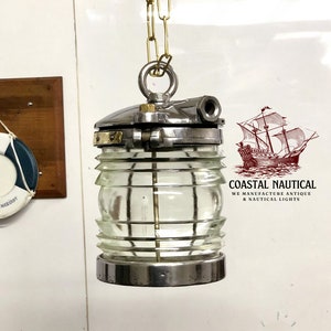 Original Antique Marine Cargo Vintage Nautical Electric Lamp - Transparent Glass