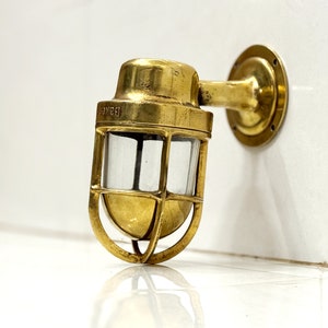 Nautical Antique Old Brass Swan Neck Bulkhead Wiska Wall Sconce Light, Vintage Marine Lighting Fixture, Decorative Brass Ship Light