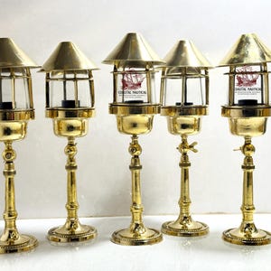 Nautical Brass WISKA Bulkhead Lamp | Swan Neck Wall Mount with Adjustable Stand & Umbrella Cap | Antique Ship Boat Light 5 Pcs