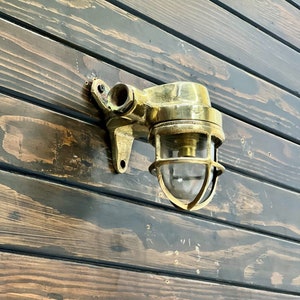 Reclaimed Vintage Old Brass Wall Mount Nautical Ship Passage Swan Light Fixture