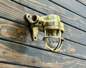 Reclaimed Vintage Old Brass Wall Mount Nautical Ship Passage Swan Light Fixture