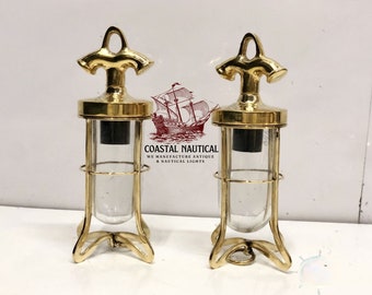 Coastal Handmade Antique Brass Anchor Style Hanging/Pendant Ship Light Lot Of 2