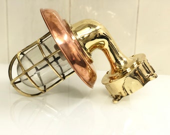 Home Interior Design Brass Wall Swan Antique Light - Copper Shade & Junction Box