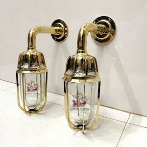 Maritime Antique Brass Swan Neck Wall Mount Light – Vintage Bulkhead Ship Fixture – Nautical Wall Sconce 2 Pcs