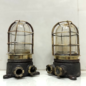 Refurbished Marine Nautical Ceiling Wall Mount Vintage Ship Bulkhead Light Fixture - Authentic Maritime Decor 2 Pcs