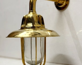 Vintage Nautical Brass Swan Neck Sconce: Maritime Ship Light Fixture