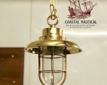 Vintage Style Nautical New Hanging Salvaged Ship Light, With Shade & Hook