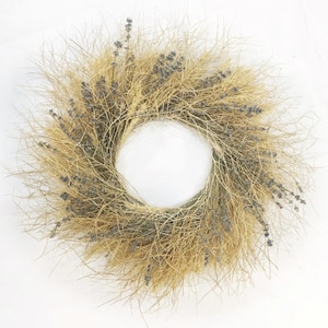 Handmade Farmhouse Wreath: Natural Wheat, Tumbleweeds & Lavender
