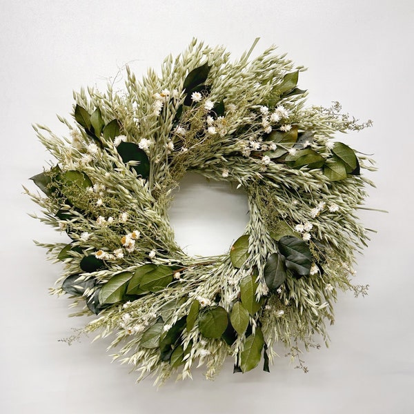 Handmade Natural 20", 22", 30" Wreath made with Avena Oats, Basil Salal, Sweet Annie, Ammobium - 10% of Profits Help the Needy