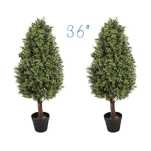 TWO UV Boxwood Oval Topiaries - 24&quot; or 36&quot;
