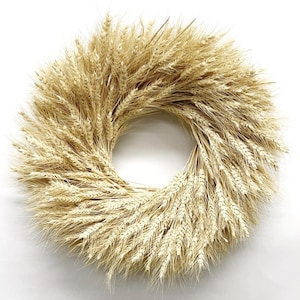 Handmade 22” Farmhouse Wreath Made With Natural Blonde Wheat - Bring the Beauty of the Outdoors Inside - 10% of Profits Help the Needy