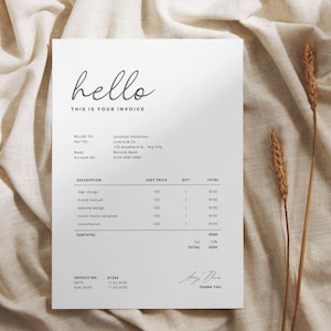 Professional Printable Invoice Template, Small Business PDF Editable and Canva Customizable Digital Download, Directly Edit Info on PDF