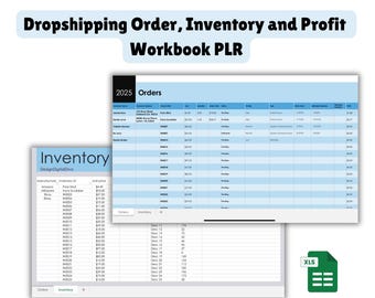 Full Dropshipping PLR Workbook and Tracker for Orders, Inventory, Profit and Tasks. Bookkeeping Income and Expense Digital Download Template