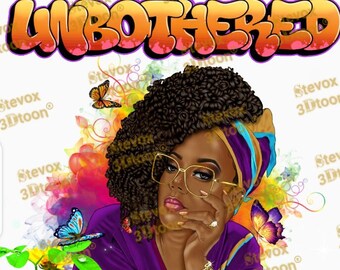 UNBOTHERED CLASSIC Donna afroamericana Png Sublimation Design, Black Woman Png, Afro Braids Png, Download digitale