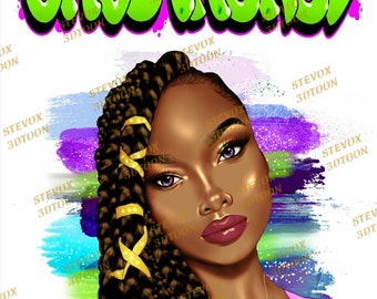 Donna afroamericana imperturbata Png Sublimation Design, Black Woman Png, Afro Braids Png, Download digitale