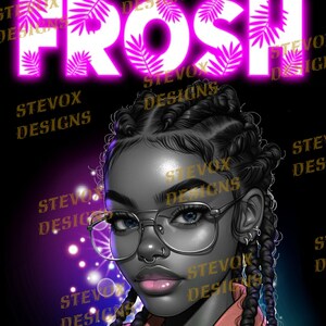 FROSH College Fresh Student Coffee Lover Png Sublimacja Projekt, Czarna Kobieta Png, Afrykańskie Nadruki Warkocze, Afro, Pobieranie Cyfrowe