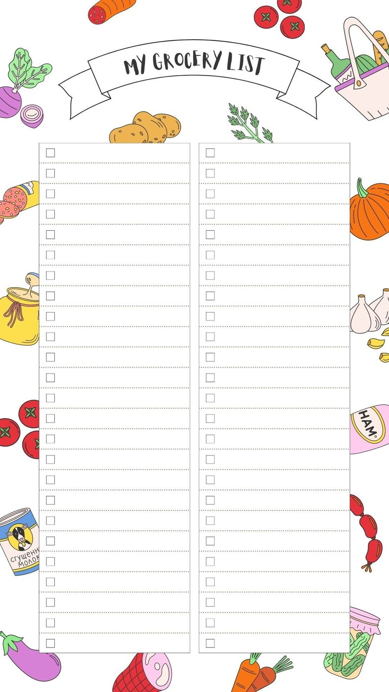 Grocery List, Grocery Journal, Digital Journal, Printable List ...