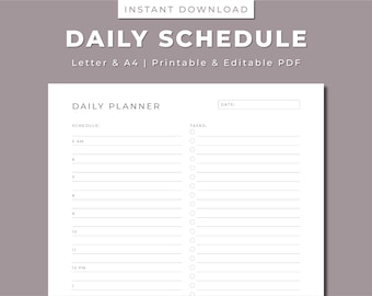 Minimalist Daily Schedule Planner: Printable To-Do List (PDF)