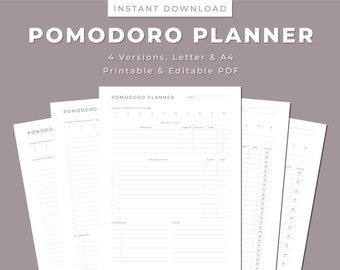 Pomodoro Printable Planner: Productivity To-Do List (Letter/A4 PDF)
