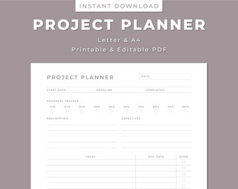 Project Planner Printable: Task & Resource Tracker (Letter/A4 PDF)