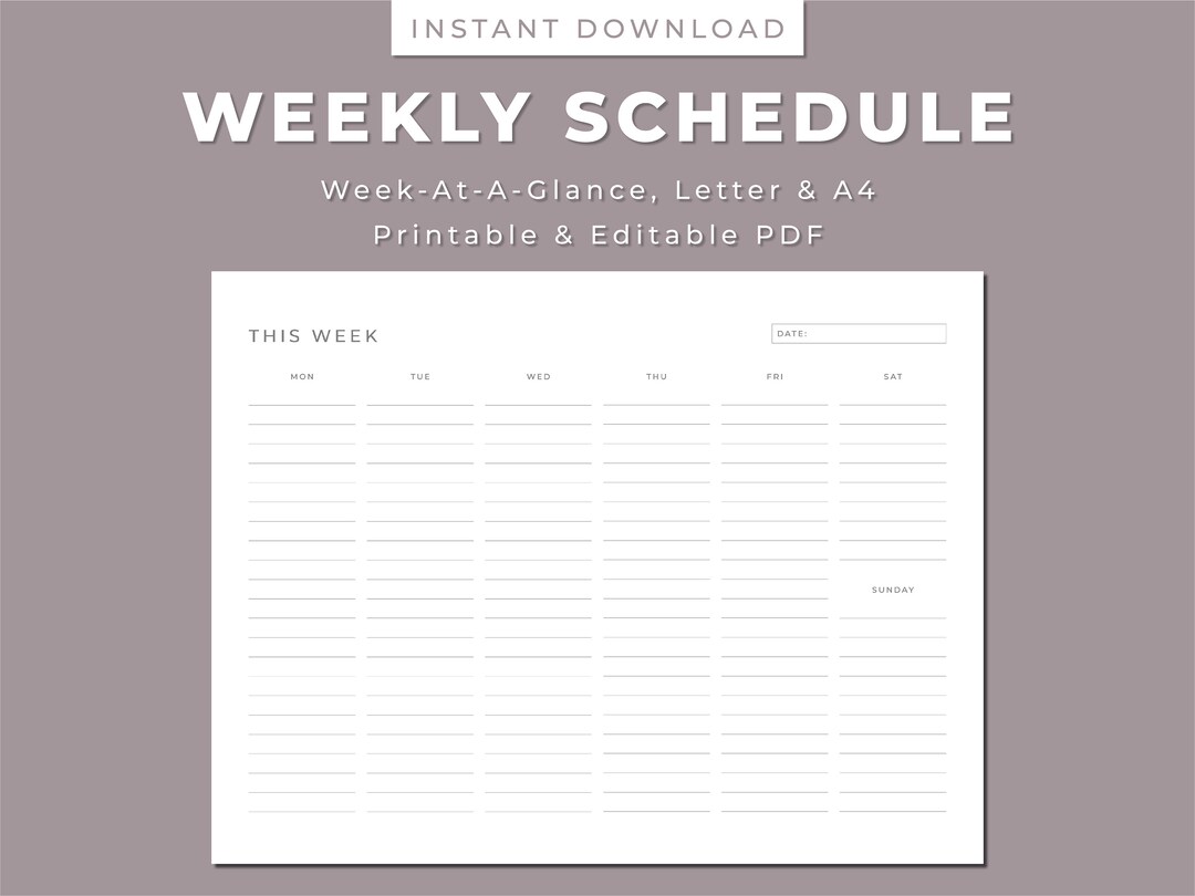 Minimal Weekly Planner Printable: Editable To-do List (letter/a4 ...