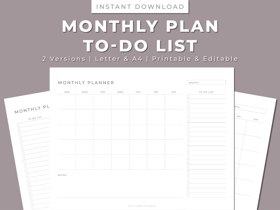 To-Do Liste zum Ausdrucken: Letter & A4 Planer (Digitaler Download