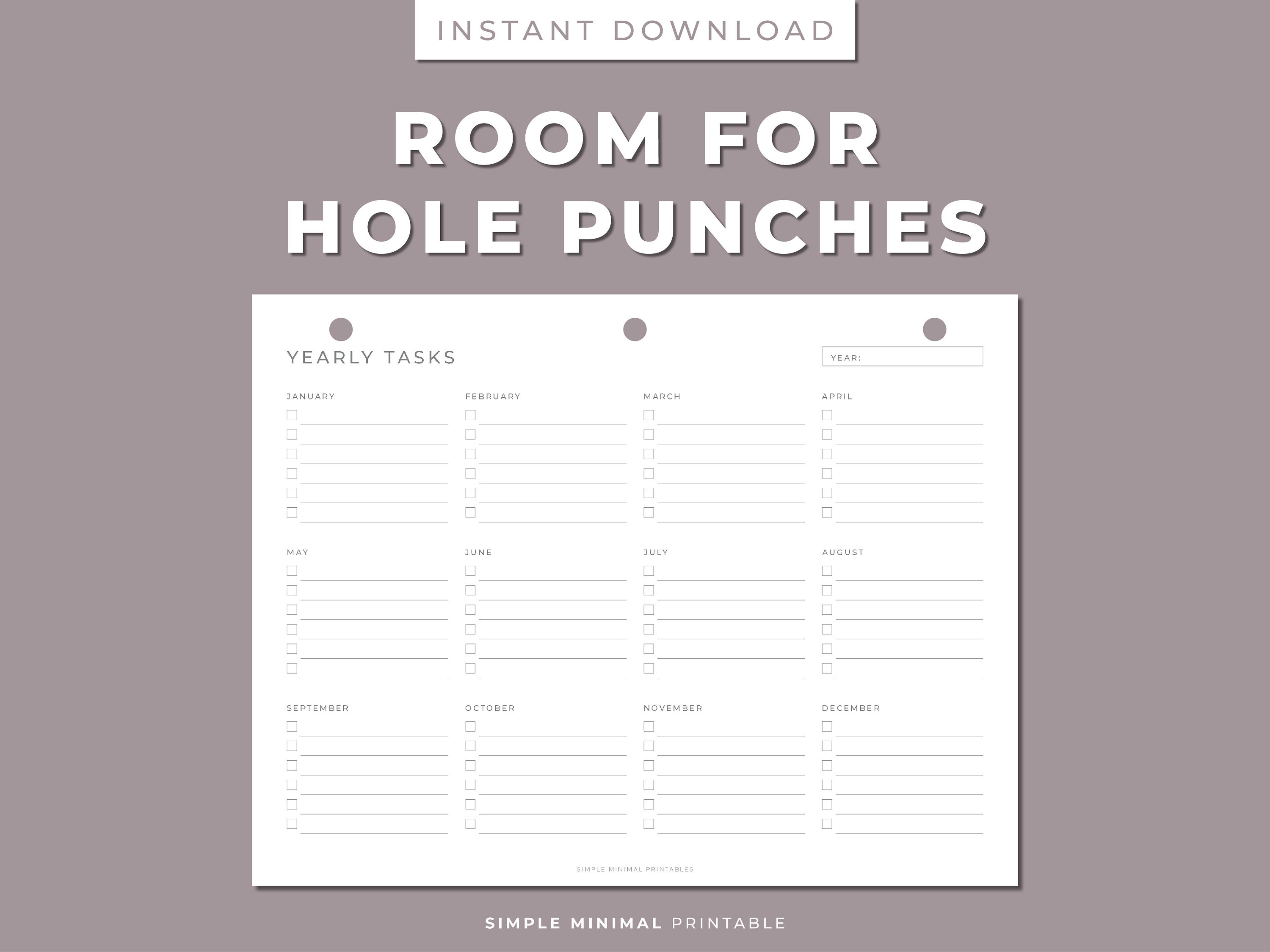 Yearly task planner printable year at a glance annual perpetual