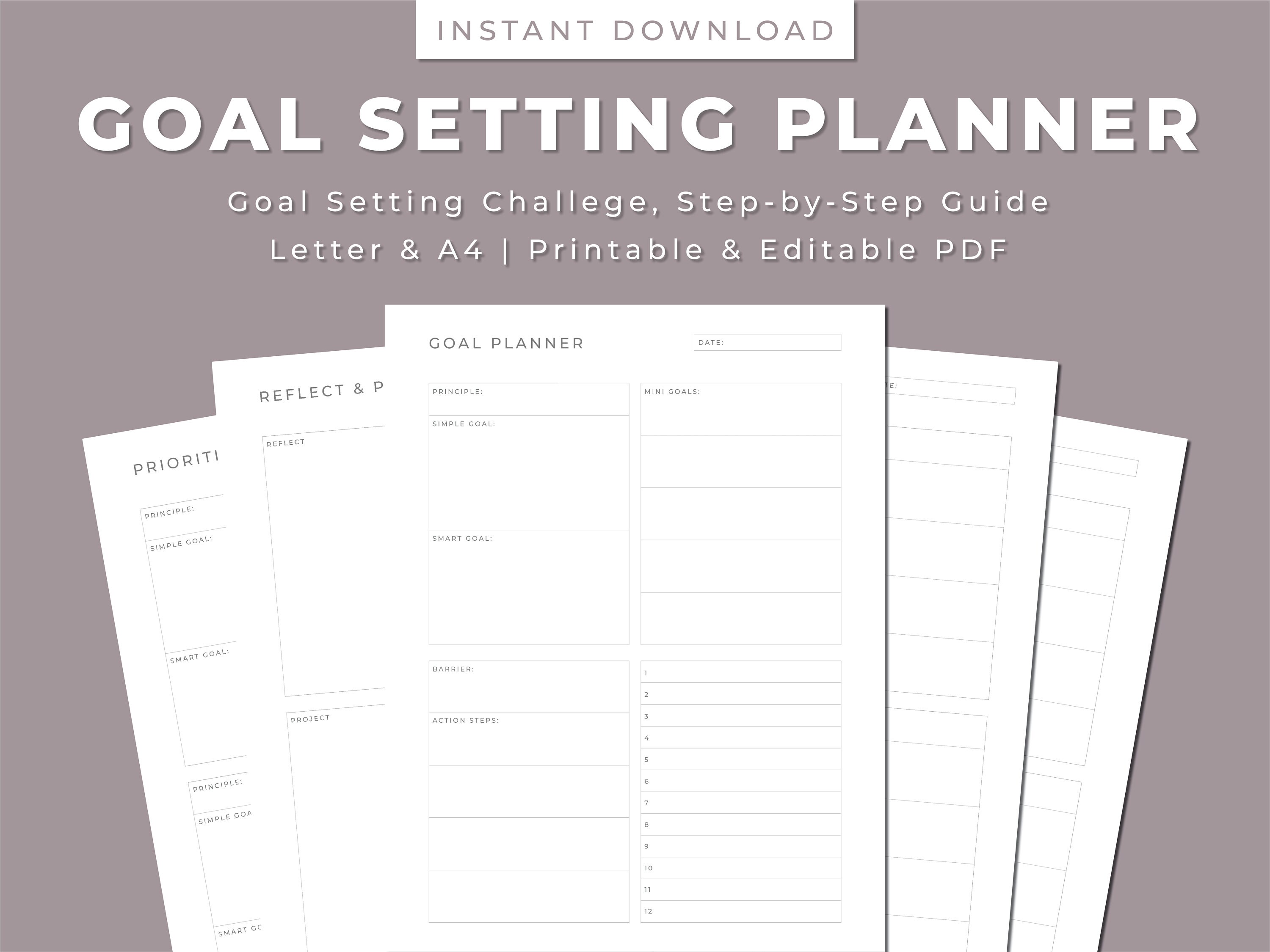 Goal Setting Printable Planner: 6-Day Challenge (Letter/A4 PDF)