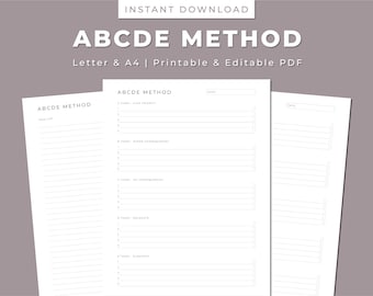 ABCDE Method Productivity Printable: Task List (Letter/A4 PDF)