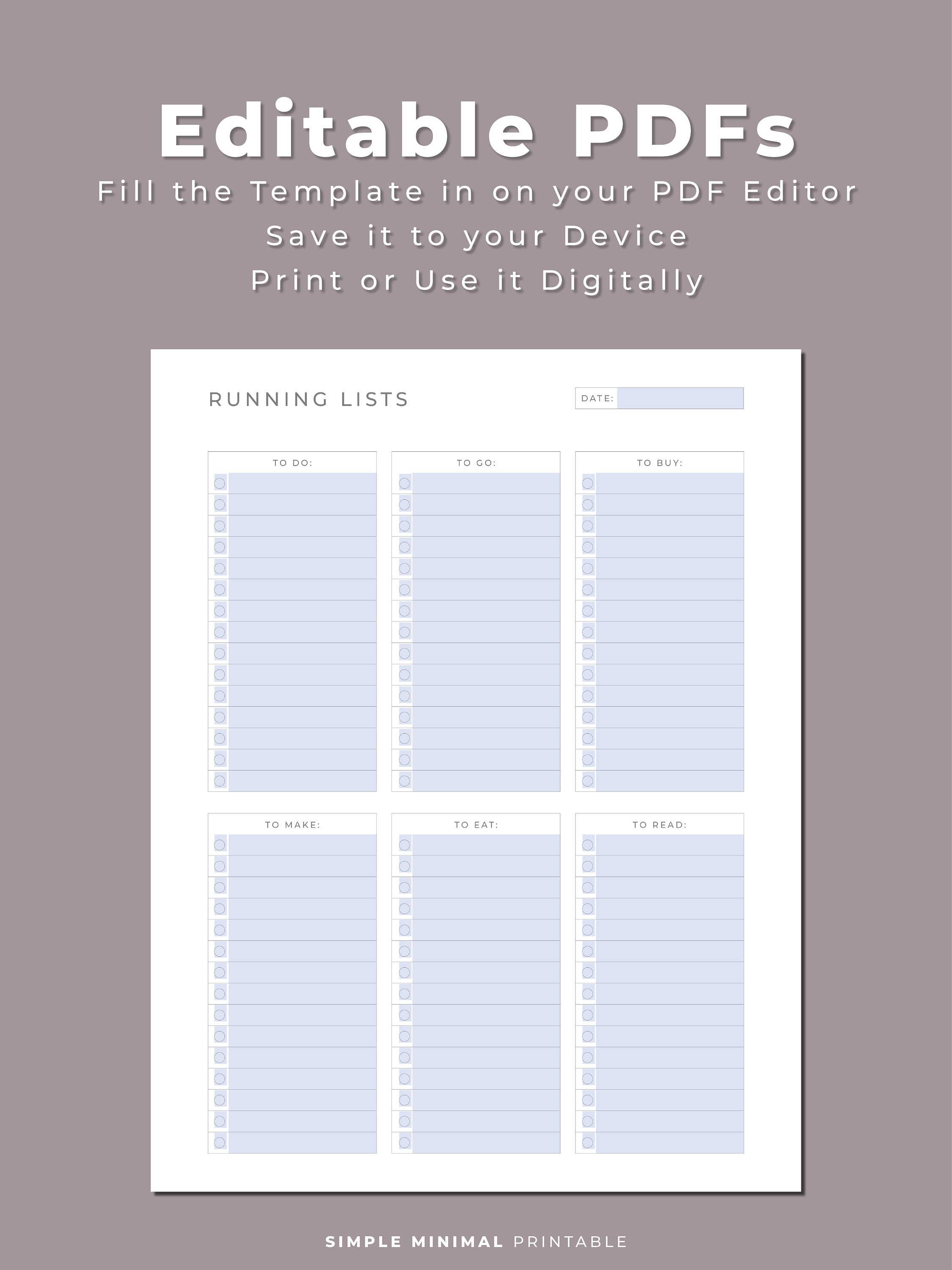 Running To-do Lists Printable, Simple Tasks List Templates ...