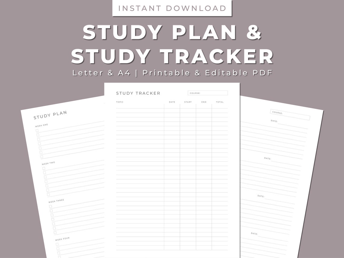 Printable Study Plan & Tracker: Course/exam Schedule (PDF) - Etsy