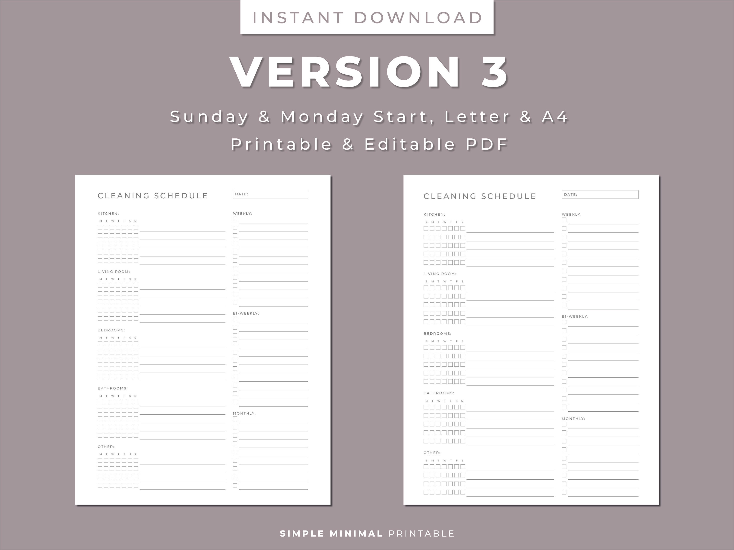 Cleaning Schedule Printable: Daily, Weekly, Monthly Checklist (PDF) - Etsy
