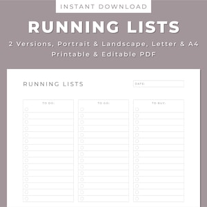 Exécution de listes de tâches imprimables : planificateur de tâches simple (PDF)