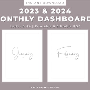Panel del planificador mensual 2023-2024 imprimible, divisores mensuales imprimibles, perpetuo, inserciones del panel, descarga instantánea de PDF, carta/A4