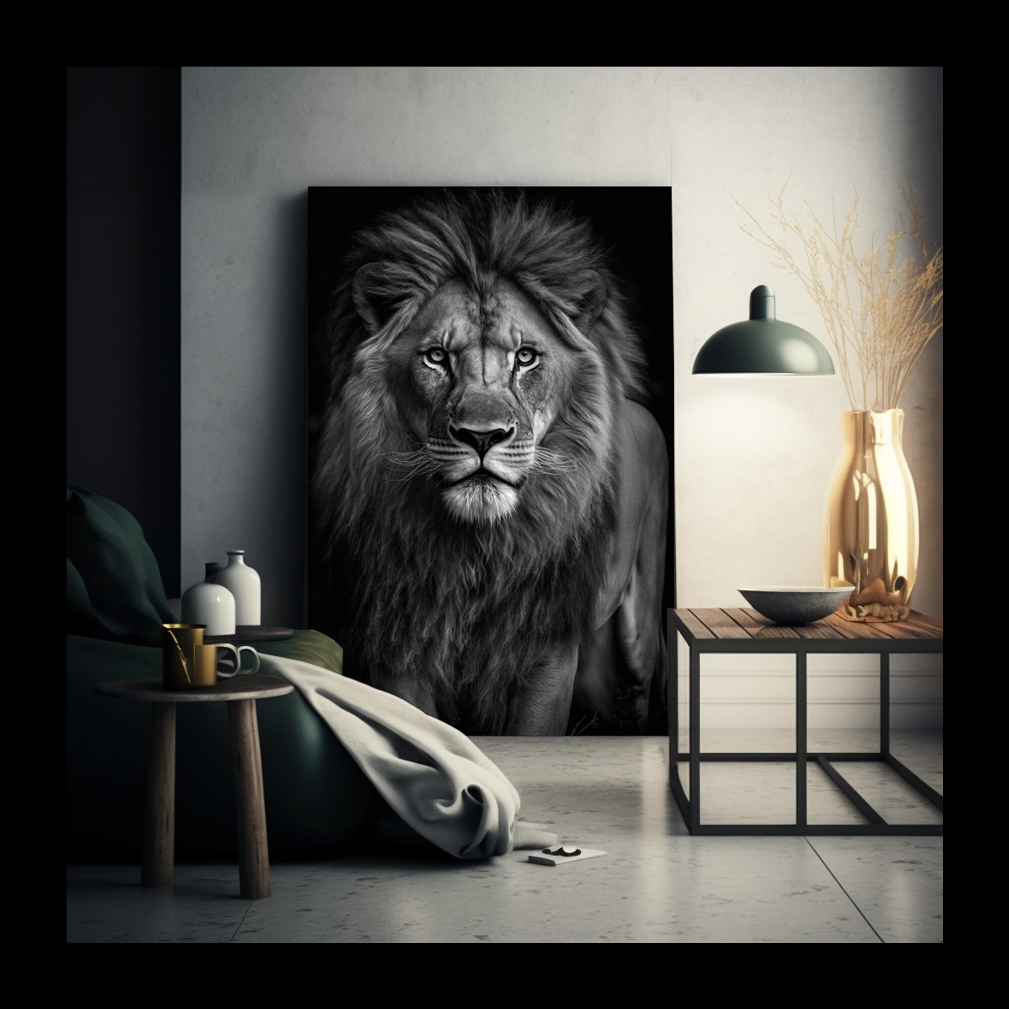 The Majestic Lion - Canvas - Mural - Poster XXL - Art Print