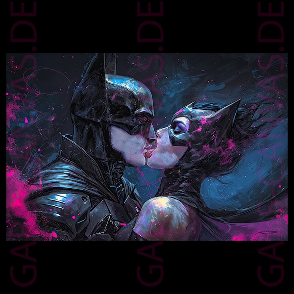 Catwoman und Batman Erotik - Leinwand - Wandbild - Poster XXL - Kunstdruck - Druck Kunst Bilder Wandbilder - Hochwertiger Kunstdruck