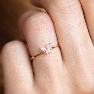 Butterfly Ring • Dainty Diamond Promise Ring • Minimalist Crystal Jewelry • Best Friend Gift • Minimalist Ring • Gift for Her • Dainty Ring