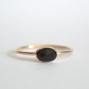 14k Gold Black Onyx Dainty Stacking Ring, Gold Minimalist Ring, Simple Onyx Ring, Silver Ring, Thin Ring Delicate Ring Gift for Her