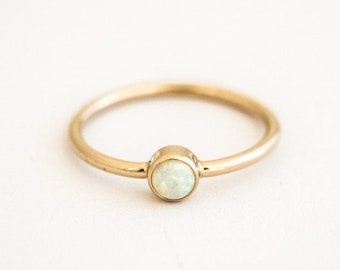 Dainty Opal Ring, Opal Stacking Ring, White Opal Wedding Ring, Gold Opal Ring, Sterling Silver Opal Ring, Simple Opal Ring, Bridesmaid Gift