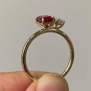 Natural Red Ruby Engagement Ring 4ct Emerald Cut Vintage Rose Gold ...
