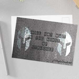 Ik zal niet stoppen in het midden van strijd Inspirerend briefkaart kunst.